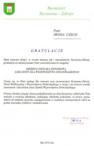 Gratulacje od Burmistrza Szczawna-Zdroju