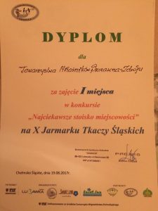 dyplom dla TMSZ za I miejsce w konkursie na najciekawsze stoisko miejscowości